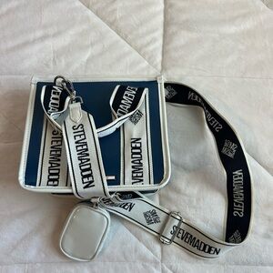 Steve Madden Blue and White Crossbody Bag